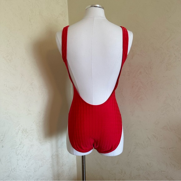 80-90s Vintage Ann Cole Collection 8 Red Low Back One Piece Swimsuit - Picture 6 of 14